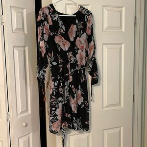 Floral long sleeve chiffon dress